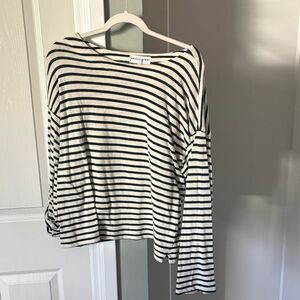 Apiece Apart Navy and Cream Striped Long Sleeve Tee